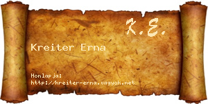 Kreiter Erna névjegykártya